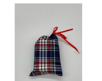 Tartan print drawstring bag, navy ,red, white pouch,scuba gift bag