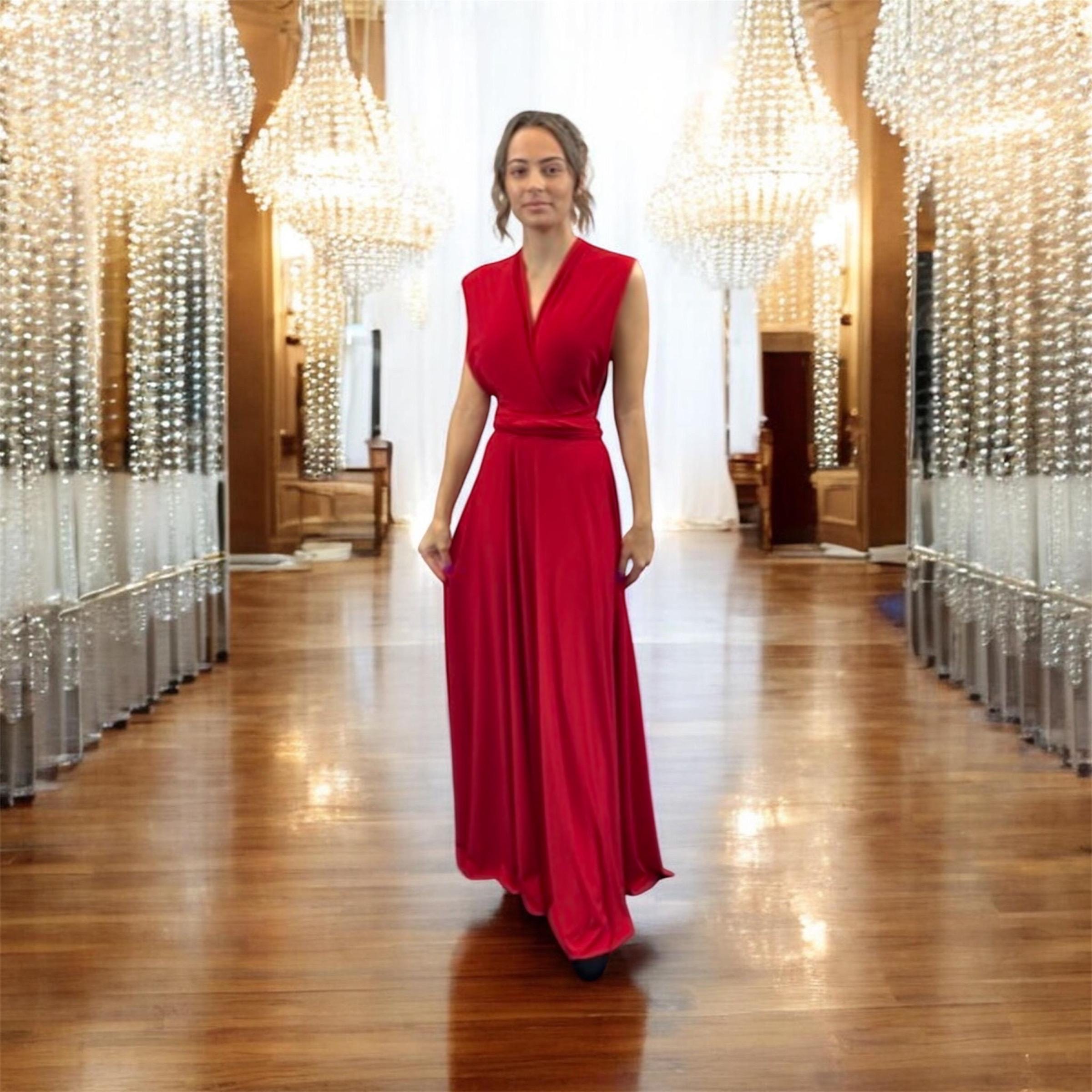 red multiway dress Bridesmaid Dress Infinity Dress Floor Length Maxi Wrap Convertible Dress  Wedding Dress Multiway Dress Red Dress Infinity Dress Convertible
