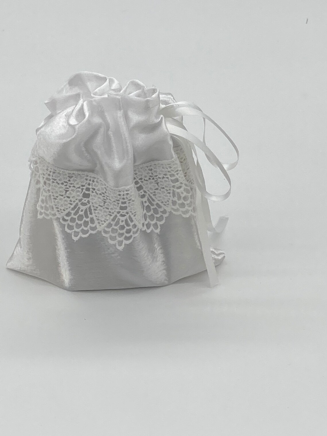 White Satin Bridal Bag Drawstring Pouch Satin Gift Bag Etsy