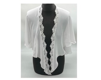 White chiffon capelet, bridal , special occasion cover up, wedding,bride, mother of bride