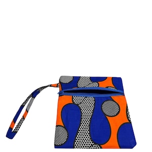 Pencil pouch, Ankara wristlet purse, African wax cotton purse, Makeup purse