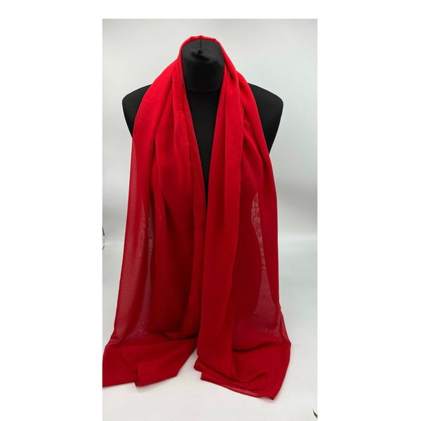 Red large scarf, chiffon lightweight scarf for special occasion dress, shoulder coverup, chiffon shawl