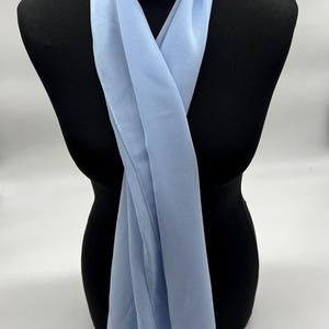 Sky blue chiffon lightweight scarf for special occasion dress, light blue scarf