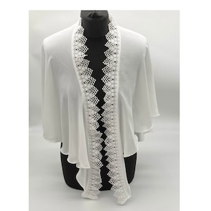 White chiffon capelet, bridal cape , special occasion cover up, wedding,bride, mother of bride