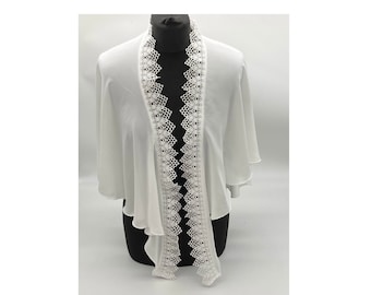 White chiffon capelet, bridal cape , special occasion cover up, wedding,bride, mother of bride