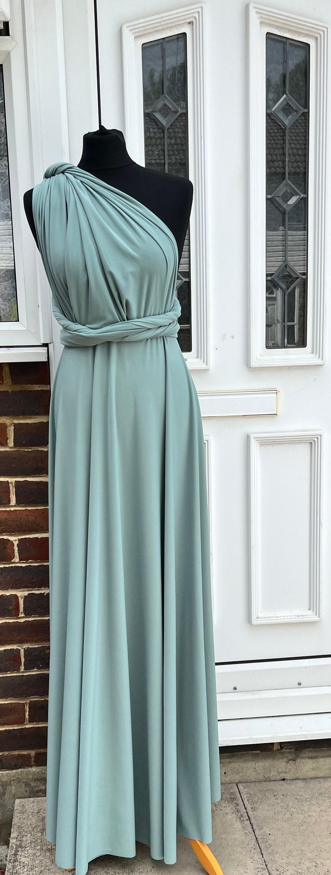 infinity dress sage green TDY Sage Green Maxi Infinity Bridesmaid Dress – Thedaintyard