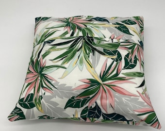 Tropical print envelope cushion covers,home decor, white,green and pink floral decorative cushion covers