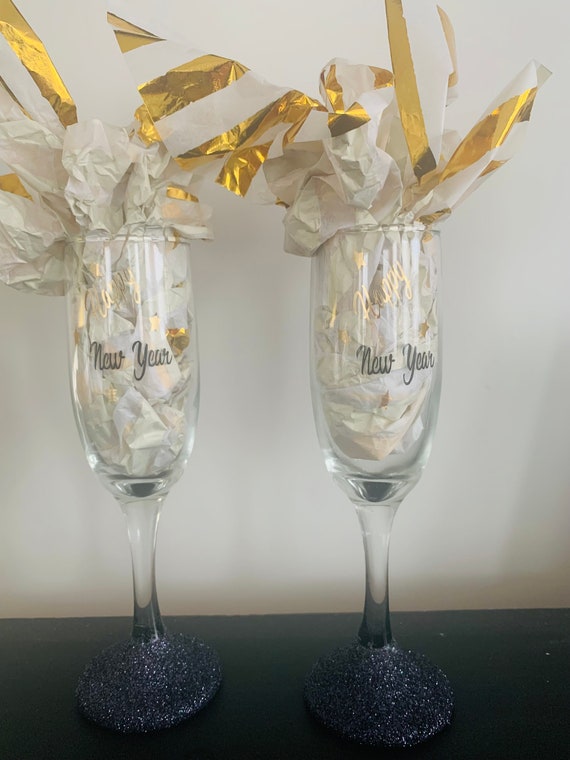 New Year Wine Glasses, Set of Two