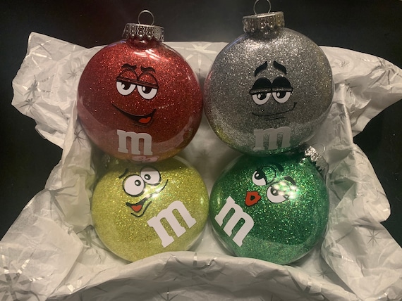 M&M ornaments Glitter Christmas gifts kids | Etsy