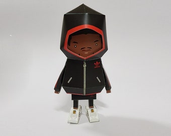 031_ Adidas black Hoodie style [ Paper Craft , Origami , Template files , Digital FIles , PDF , Boogiehood , Paper Toy ]