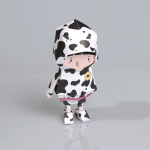 Milk cow paer craft toy Origami , Template files , Paper toy, kids diy kit image 2