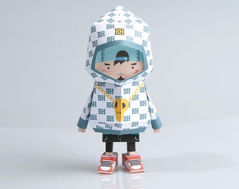 018_hipboy [ Paper Craft , Origami , Template files , Digital FIles , PDF , Boogiehood , Paper Toy ]