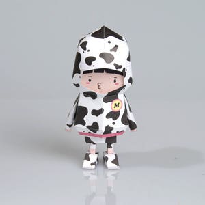 Milk cow paer craft toy Origami , Template files , Paper toy, kids diy kit image 1