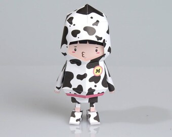 Milk cow paer craft toy [ Origami , Template files , Paper toy, kids diy kit ]