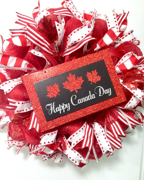 Canada Day Wreath Canada Day Decor Canadian Door Decor Etsy