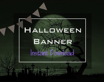 Purple Halloween, Banner, Halloween Birthday, Birthday Banner, Bunting, Birthday Bunting, October Party, Instant Download, Digital Download