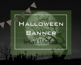 Green Halloween, Banner, Halloween Birthday, Birthday Banner, Bunting, Birthday Bunting, October Party, Instant Download, Digital Download