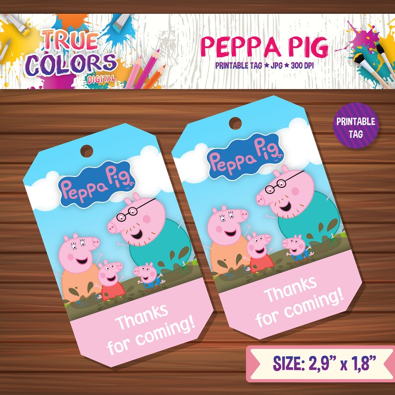 Peppa pig tag Peppa pig printable tags printable tags Peppa | Etsy