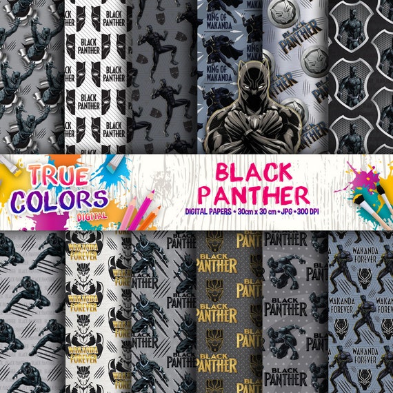 Black Panther Digital Paper. Black Panther canvas Black Etsy