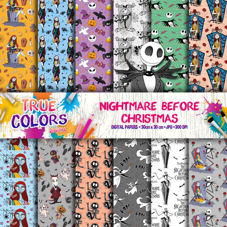 Nightmare before christmas Digital Paper Nightmare before Etsy