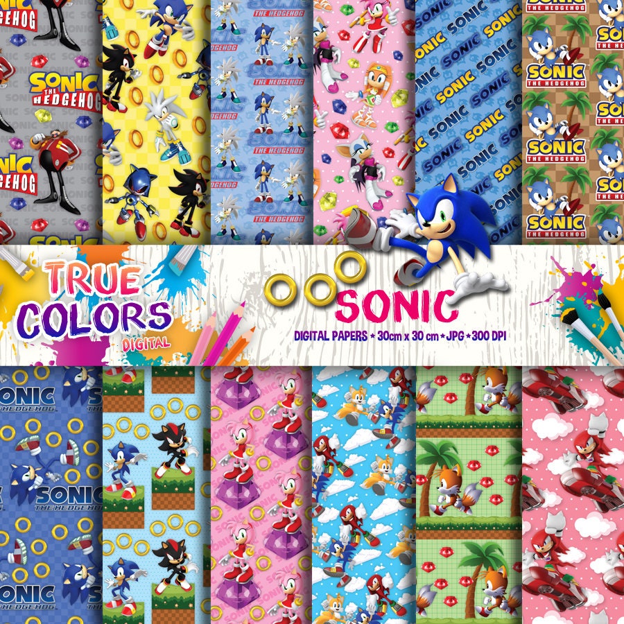 Sonic Digital Paper Sonic canvas Sonic printable Sonic | Etsy