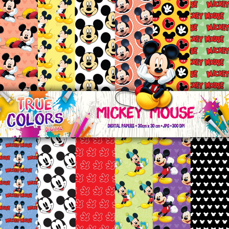 Mickey Mouse Digital Paper | Etsy