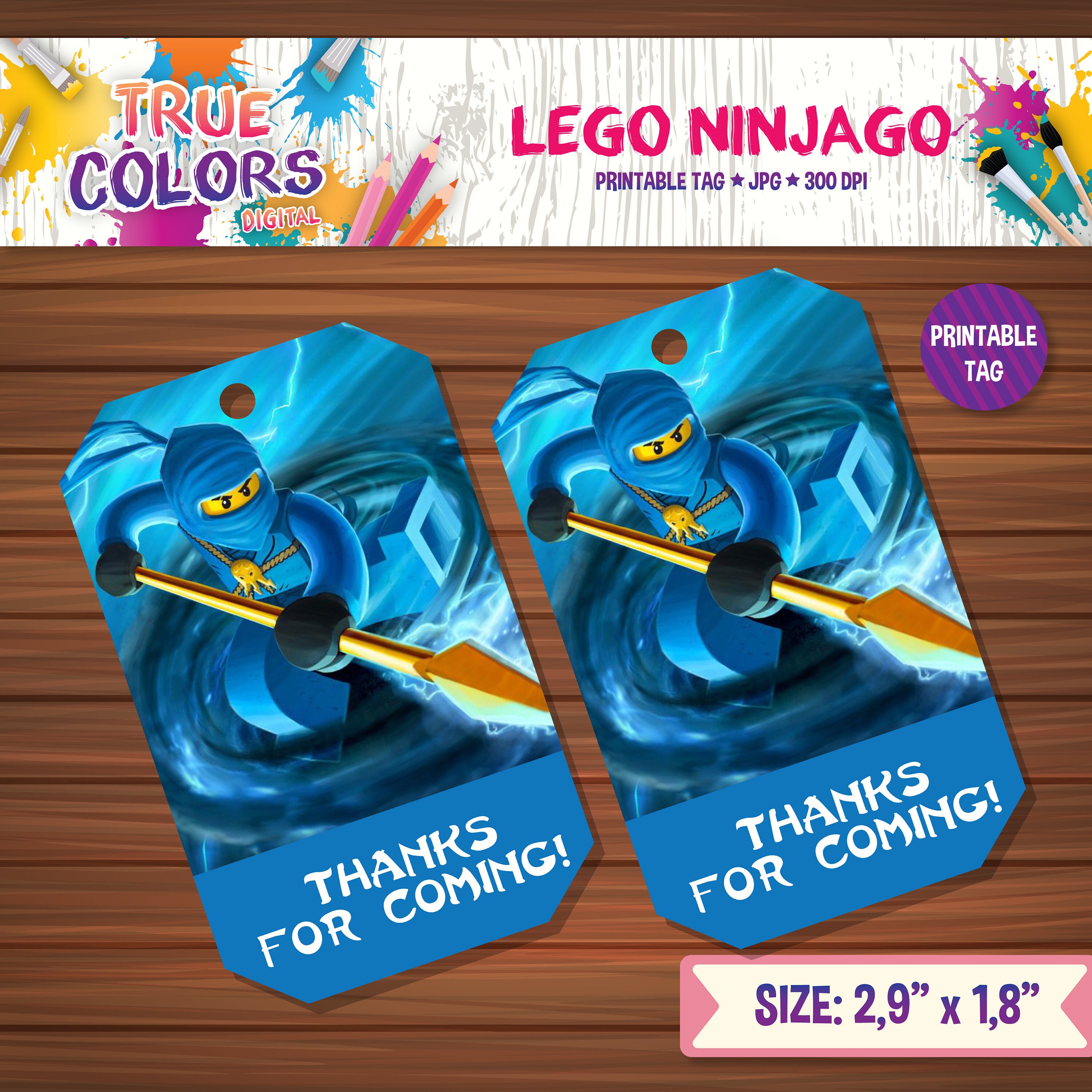 Blue Ninjago tags Lego Ninjago tag Lego Ninjago printable | Etsy