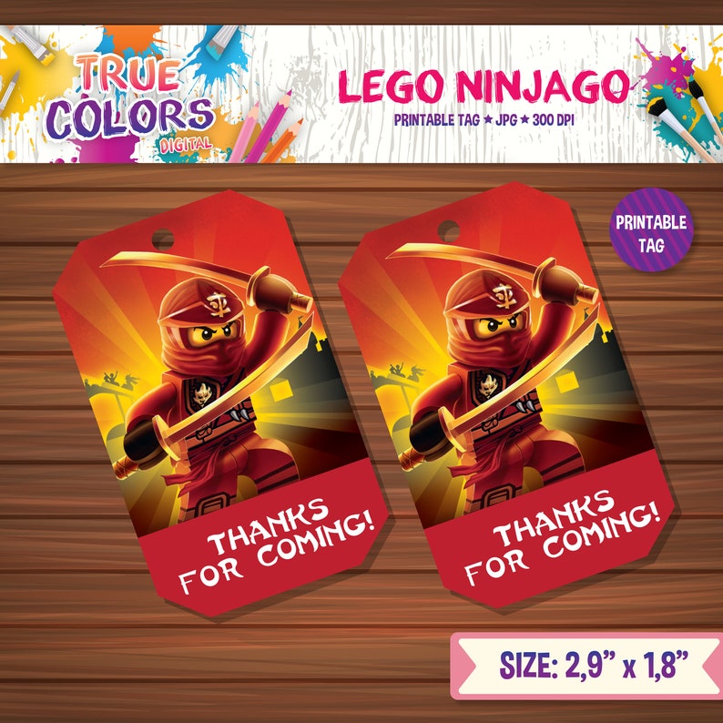 Red Ninjago tags Lego Ninjago tag Lego Ninjago printable | Etsy