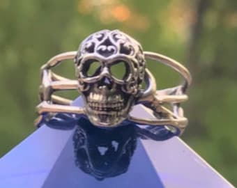 Sterling Silver Sugar Skull Ring, Silver Ring, Sugar Skull Jewelry, Skull Ring, Sterling Jewelry, Day of the Dead Jewelry