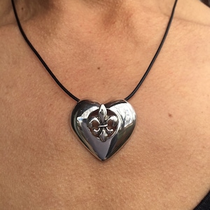 Sterling Silver Heart Flur de Lis pendant