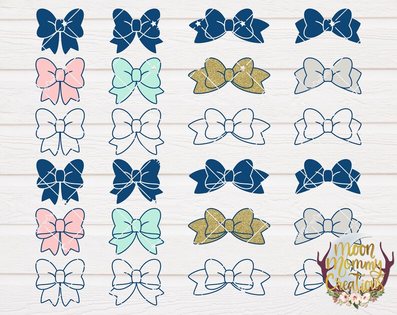 Cute Bow Bundle INSTANT DOWNLOAD Svg Dxf Pdf Png Jpg Girl Hair | Etsy