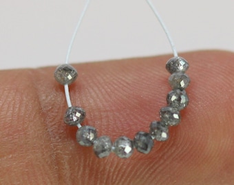 11 Piece Salt Pepper Diamond Faceted Beads 2.5 mm Loose Natural Salt Pepper Diamond Beads Conflict Free Diamond Beads Shape
