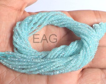 Cuentas de aguamarina facetadas de 13 pulgadas y rondelle de calidad AAA+, cuentas de aguamarina sueltas de 3 mm