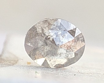 Diamante ovalado de talla rosa de 0,30 quilates con forma de sal y pimienta, 4,2 x 5,1 mm, diamante ovalado natural con forma de sal y pimienta.