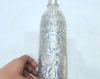 92.5 Pure Silver Radha Krishna Water Bottle Best Gift For Family Water Milk Glass Silver Flask Baby Kids Silver Utensils Stay Healthy Daily