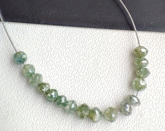 16 Pcs Parrot Green Diamond Faceted Rondelle Beads 2.25-2.5 mm Natural Parrot Green Diamond Beads