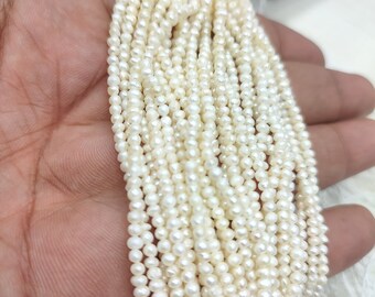 Perlas de agua dulce diminutas de 2,5 mm, calidad AAA+, perlas naturales frescas de 8 pulgadas.