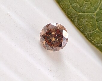 Diamante marrón de 0,16 quilates, talla redonda completa, 3,5 mm, diamante natural brillante redondo, calidad VS2, libre de conflictos.