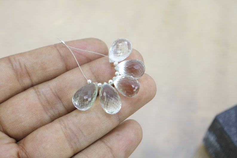48 carats 5 pieces Sale Natural Green Amethyst Faceted Teardrop 14X10 mm AAA