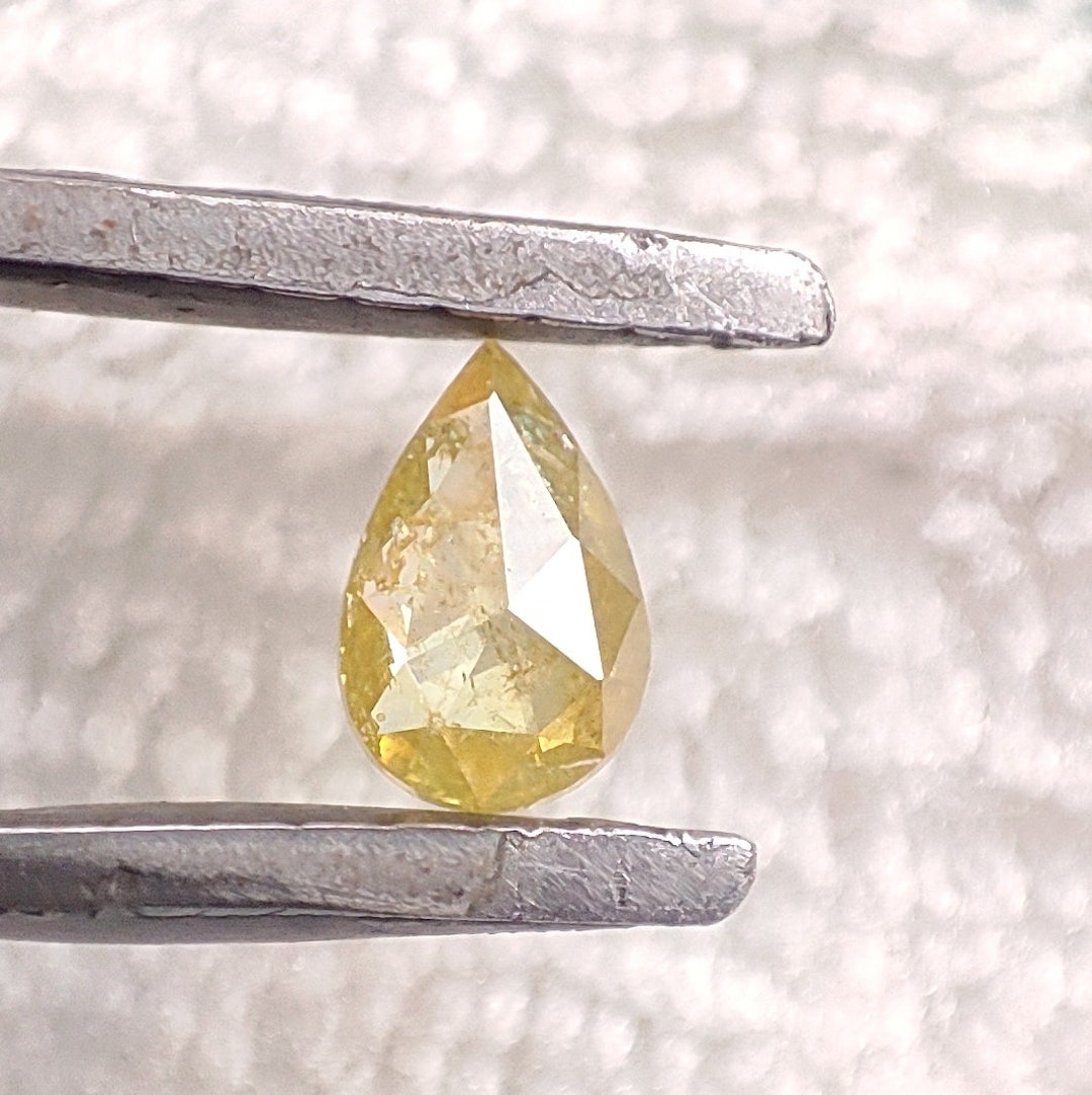 0.30 CT Yellow Diamond Rose Cut Pear, 3.7X5.6 Mm Natural Diamond Pear ...