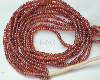 16 inch Jacinth Zircon Sterling silver Neckalce, AAA+ Quality loose Natural red zircon Rondelle Beads