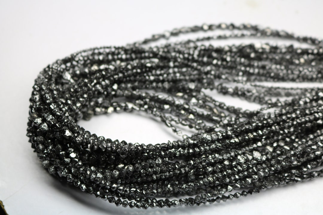 16 Inch Black Diamond Uncut Crystal 3 Mm Loose Diamond Etsy
