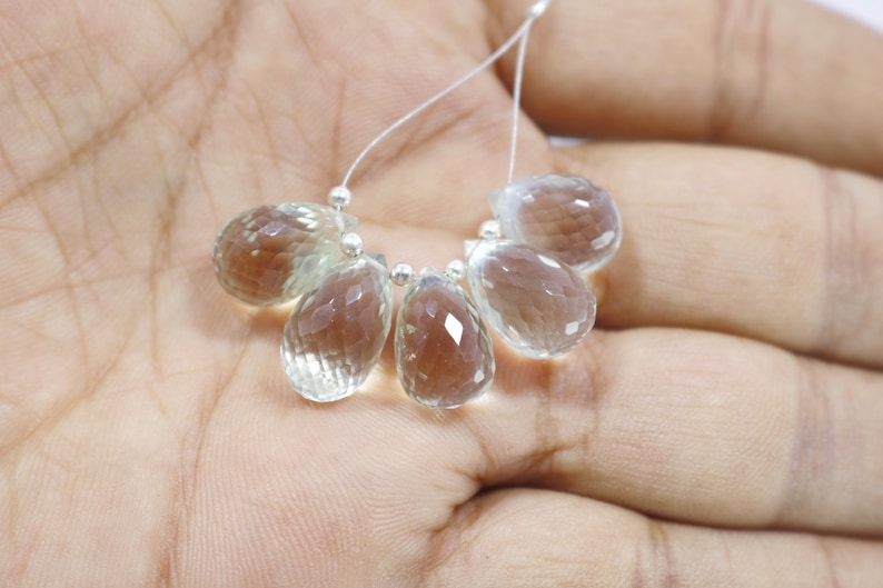48 carats 5 pieces Sale Natural Green Amethyst Faceted Teardrop 14X10 mm AAA