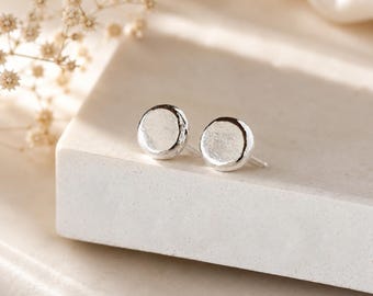 Sterling Silver Round Stud Earrings | Minimalist 925 Silver Everyday Studs | Handmade Tiny Disc Earrings | Gift for Her | Dainty Jewelry