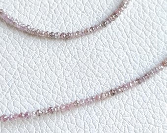 13.5 inch Natural Pink Diamond Faceted Beads, 2-2.3 mm, Loose Diamond Beads