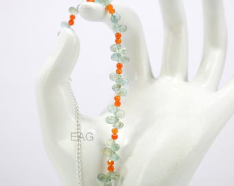 Pulsera de piedra natural multicolor / Pulsera de plata de ley / Joyería de piedras preciosas hecha a mano / Pulsera apilable delicada