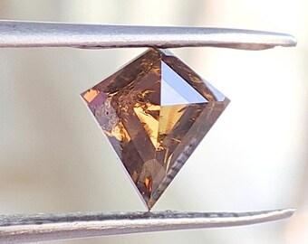 Diamante suelto marrón de 1,50 quilates con talla rosa en forma de cometa, 7,6 x 8,5 mm, claridad VS1, diamante natural / diamante rústico con forma de cometa / piedra de joyería libre de conflictos