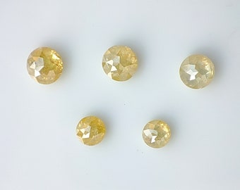 1 Ct 5 Pcs Raw Yellow Diamond Tamboli Cut Round 3-3.7 mm Loose Diamond Rose cut For jewelry BS105