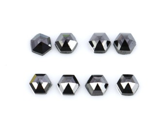 0.70 Carat Black Diamond Rose Cut Hexagon, S1 Quality Natural Black Diamond Rose Cut Hexagon, 5 mm Loose Diamond Conflict Free Shape