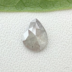 0.35 Carat Salt Pepper Diamond Rose Cut Pear, Conflict Free Loose Fancy Diamond Pear, VS2 Quality Natural Gray Diamond Pear 4.6X6 mm